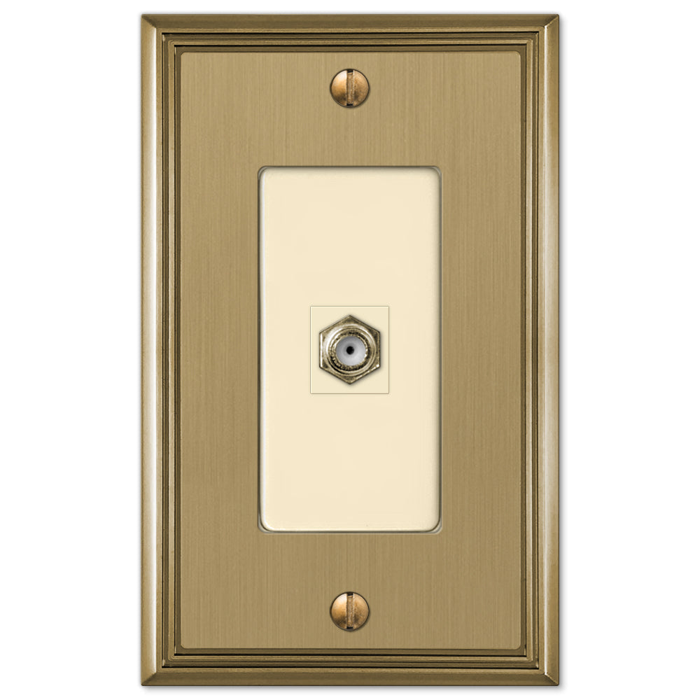 Metro Line Brushed Bronze Cast - 1 Cable Jack Wallplate