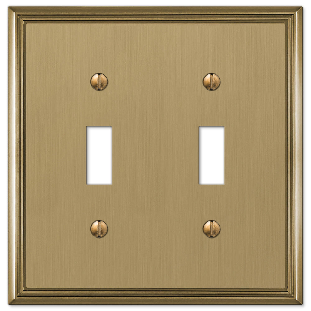Metro Line Brushed Bronze Cast - 2 Toggle Wallplate
