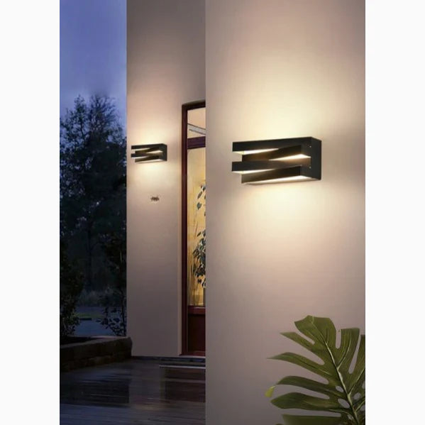 Aplique de pared LED de aluminio para exteriores e interiores, en blanco y negro, para jardín, villa y porche