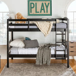 Cama litera de madera maciza Carolina de estilo transicional con dos camas individuales