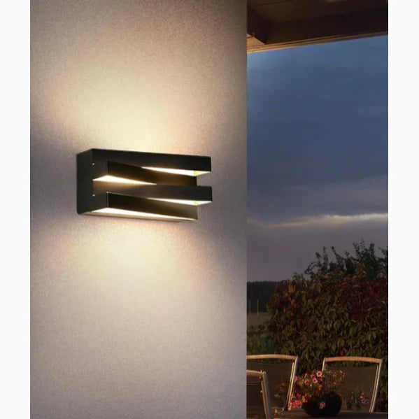 Aplique de pared LED de aluminio para exteriores e interiores, en blanco y negro, para jardín, villa y porche