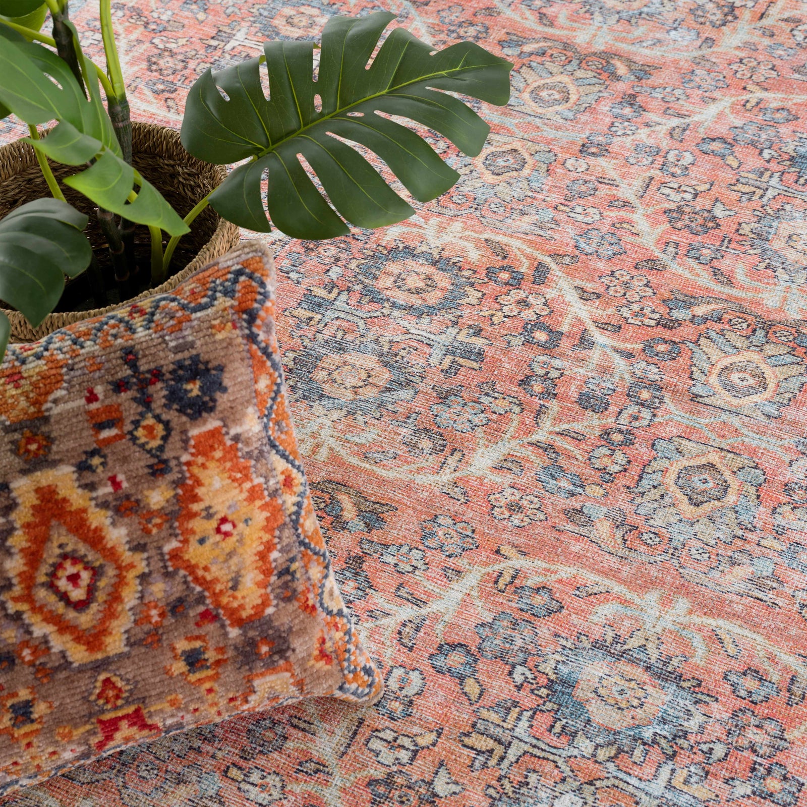Alfombra lavable Urpi en rosa y azul - Oferta