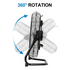 ACHAZEL 20" 3-Speed High Velocity Floor Fan, 4650 CFM, Heavy Duty Metal Industrial Shop Fan with Wall-Mount System, Ideal for Garage, Workshop & Commercial Use