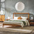 Cama de madera maciza con estructura de husillo de estilo moderno de mediados de siglo