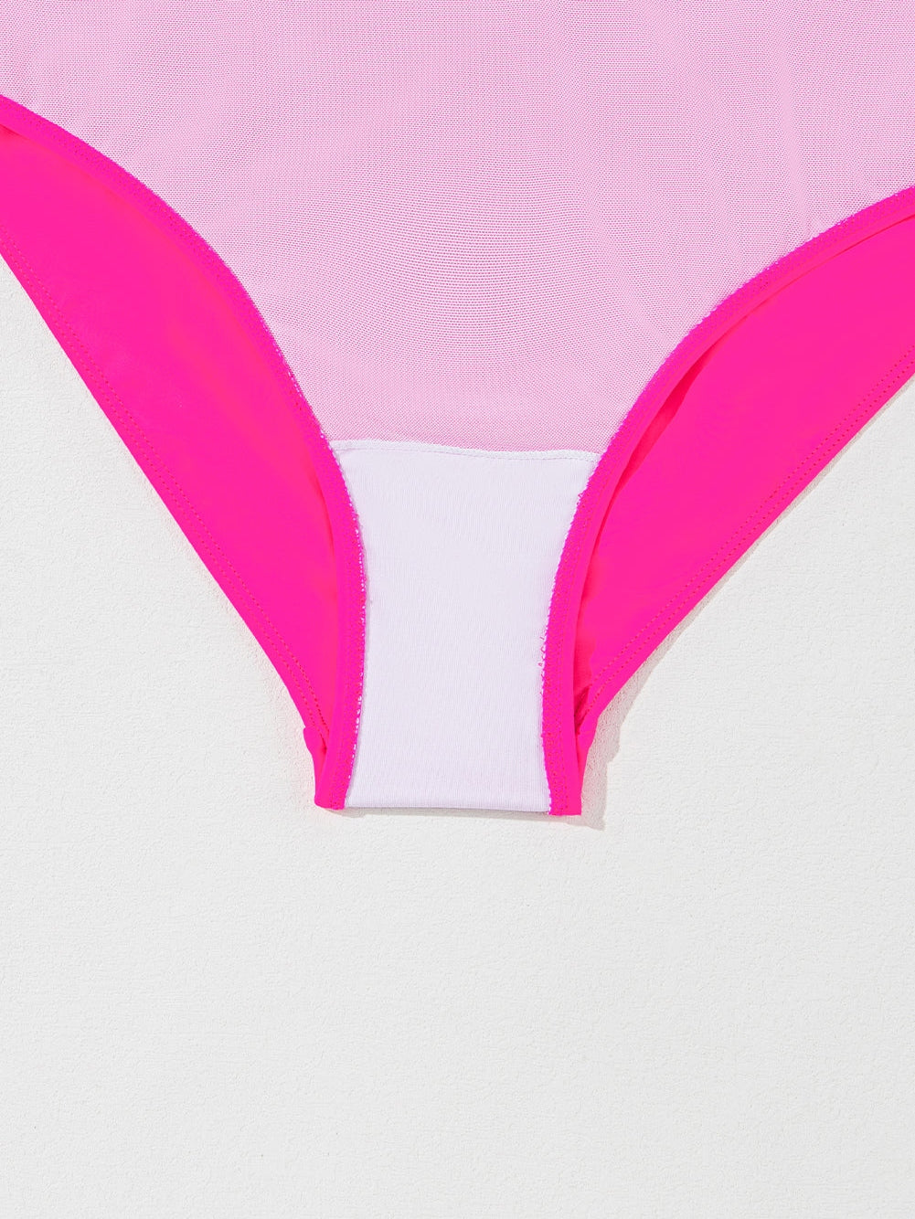 Pink Two-Tone Flared One-Piece Swimsuit