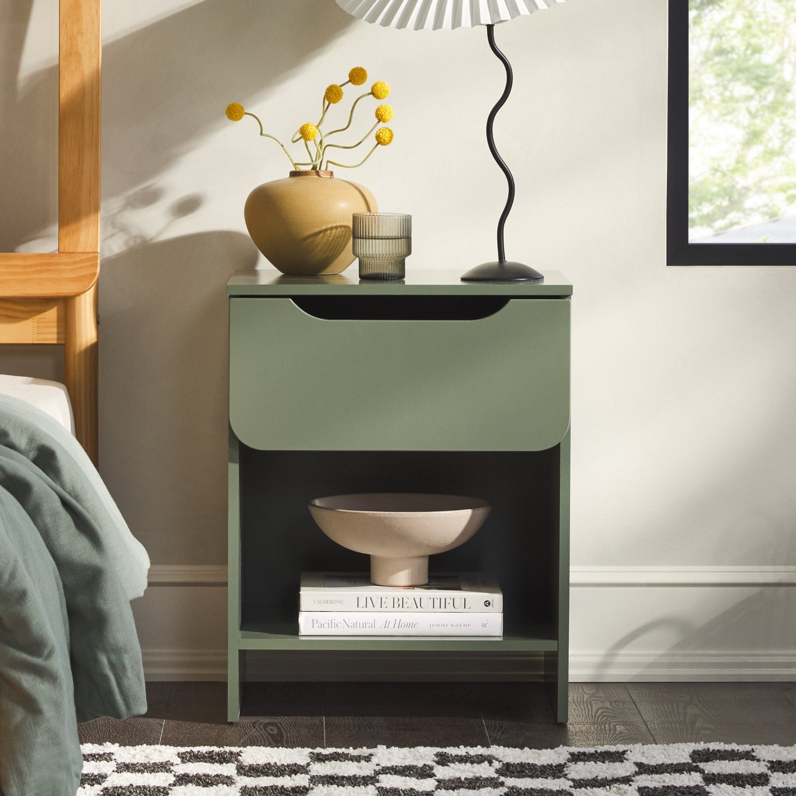 Mesita de noche moderna Domm con 1 cajón
