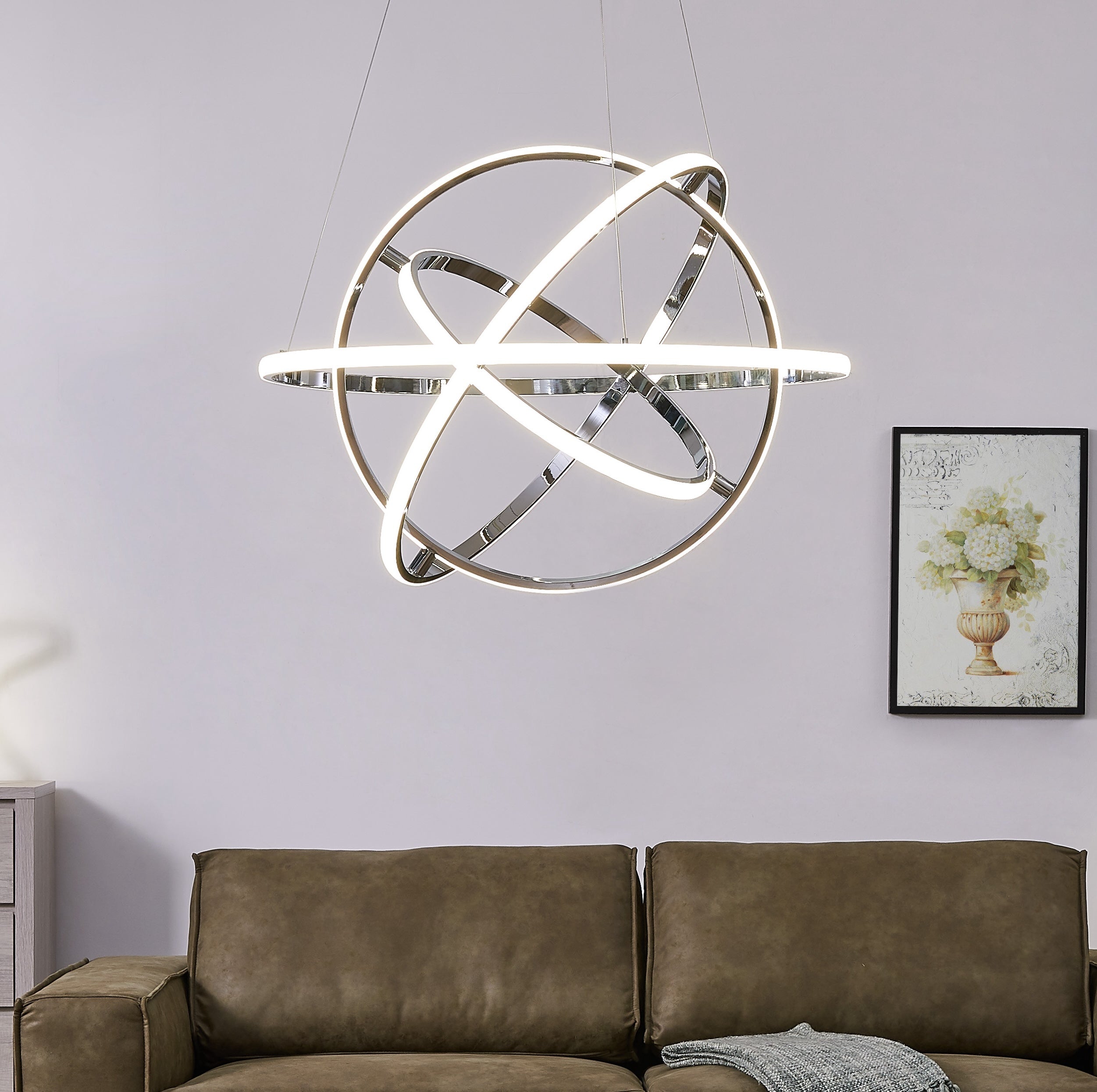 Lámpara de araña LED regulable Oxford // Cromada