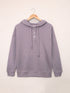 Drawstring V-Neck Hoodie with Front Pocket