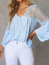 Crochet Insert Button-Down Blouse