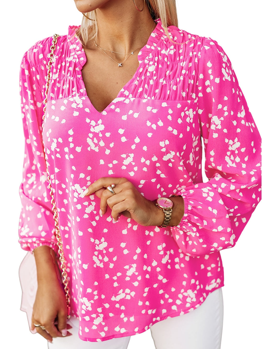 Loose-Fitting Floral Blouse