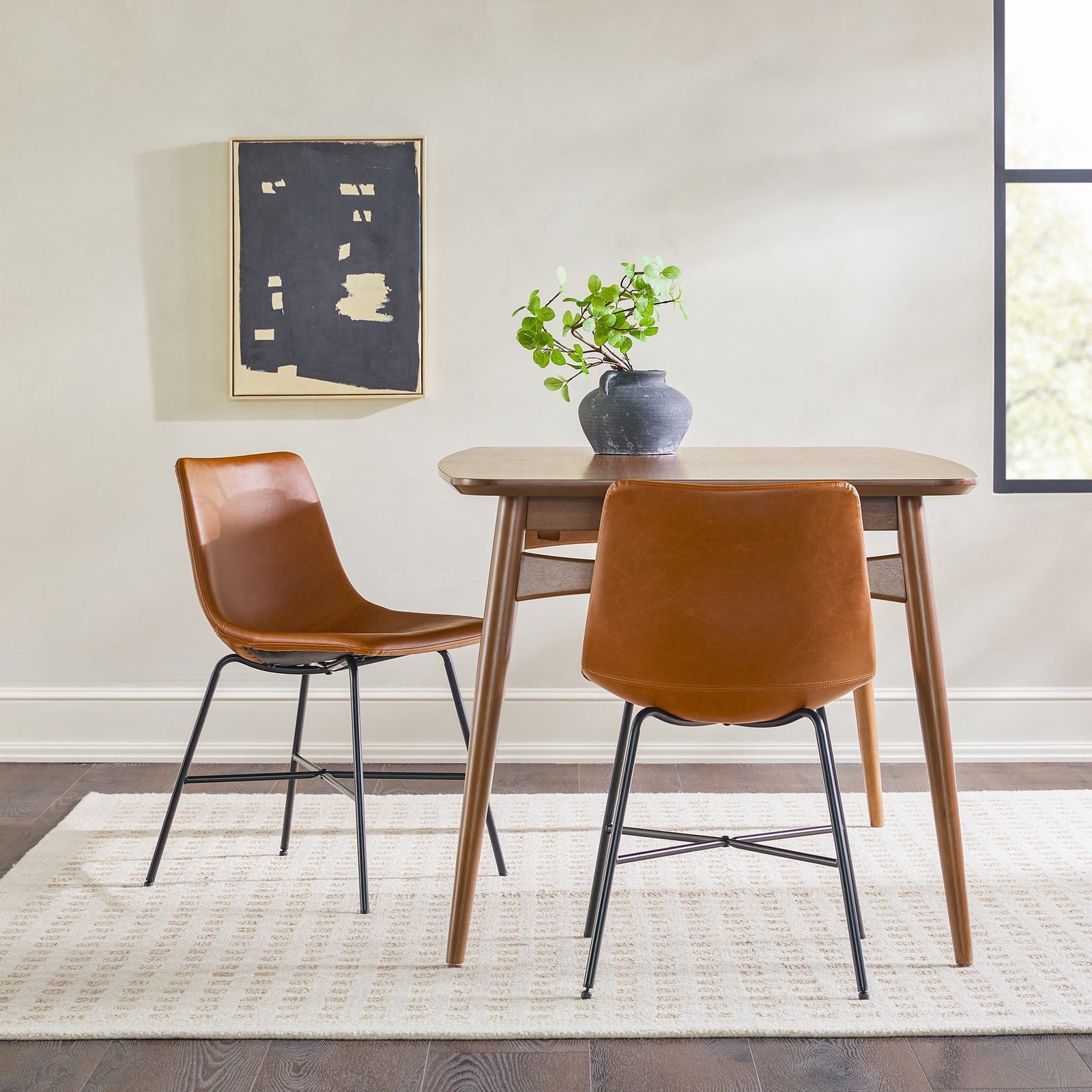 Colección de asientos industriales de piel sintética Xuma Urban (silla de comedor o taburete de bar), juego de 2