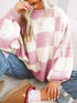 Women's Plus Size Checkered Knit Sweater