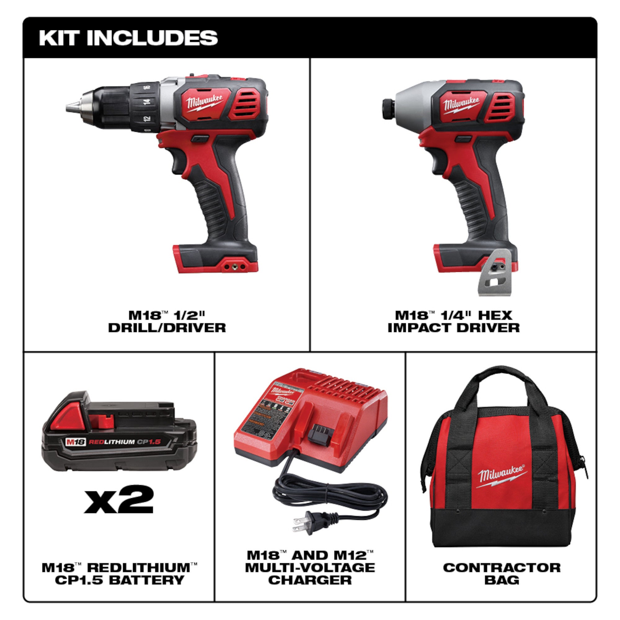 Kit combinado de 2 herramientas inalámbricas de iones de litio Milwaukee 2691-22 M18™