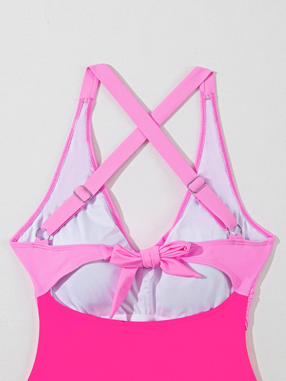 Pink Two-Tone Flared One-Piece Swimsuit