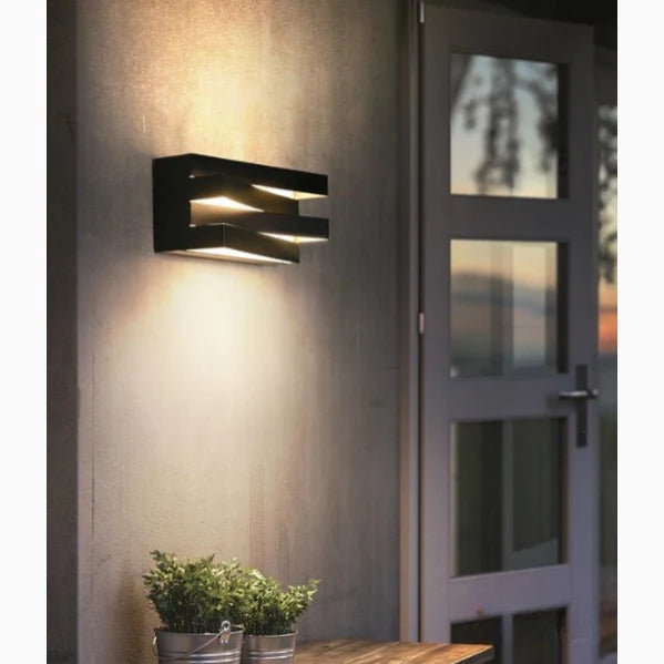 Aplique de pared LED de aluminio para exteriores e interiores, en blanco y negro, para jardín, villa y porche