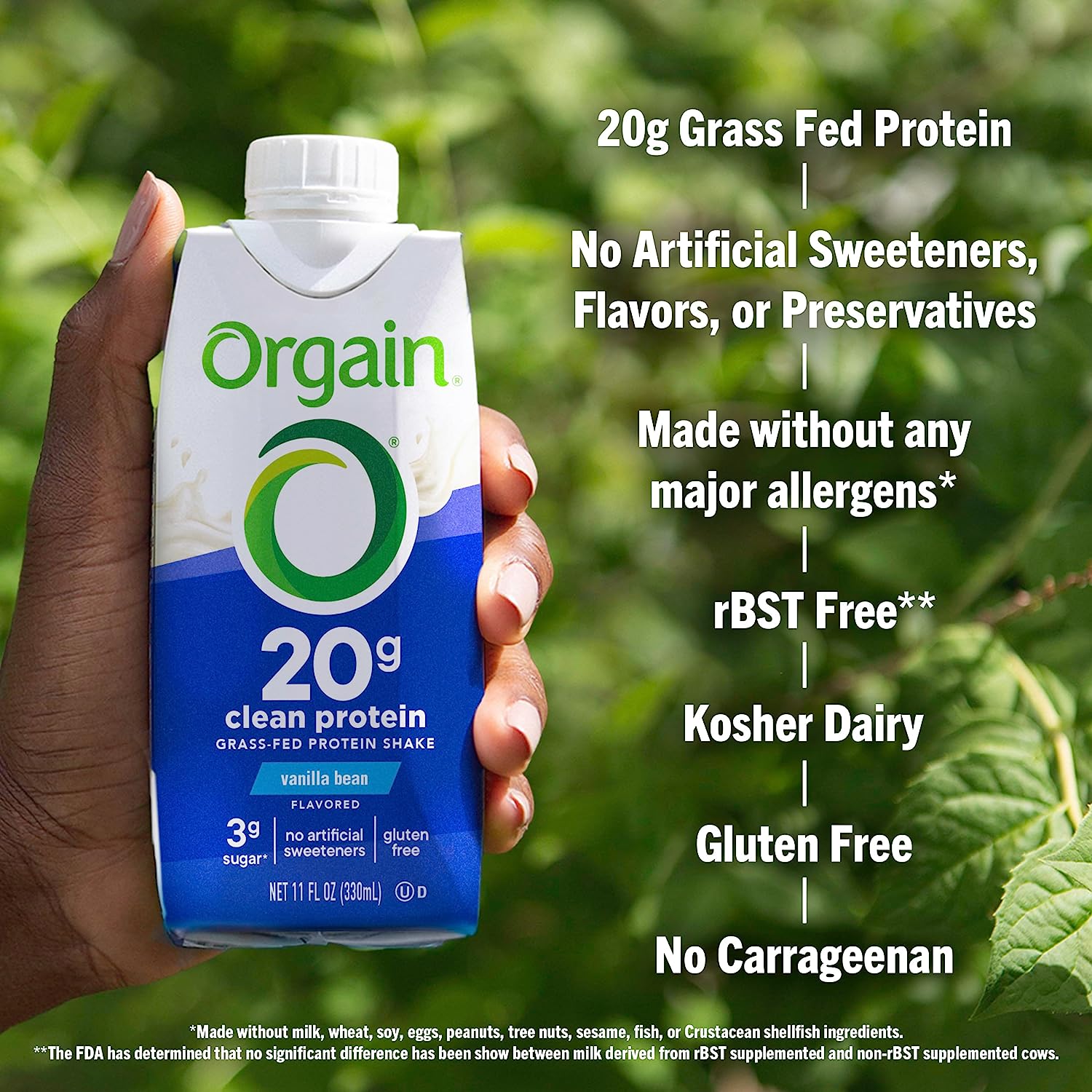 Batidos de proteína orgánica Orgain con sabor a vainilla - 11 onzas líquidas (paquete de 12)