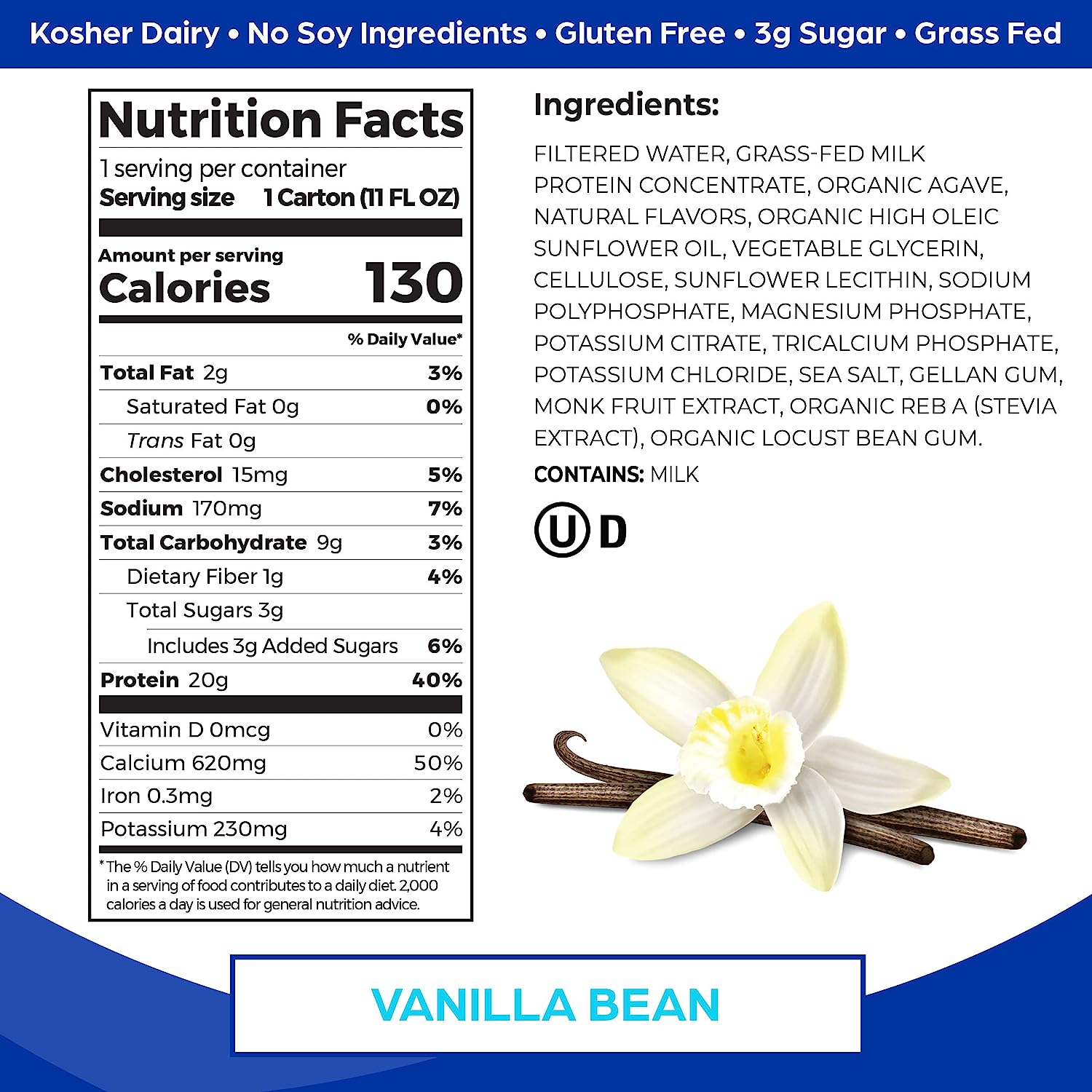 Batidos de proteína orgánica Orgain con sabor a vainilla - 11 onzas líquidas (paquete de 12)