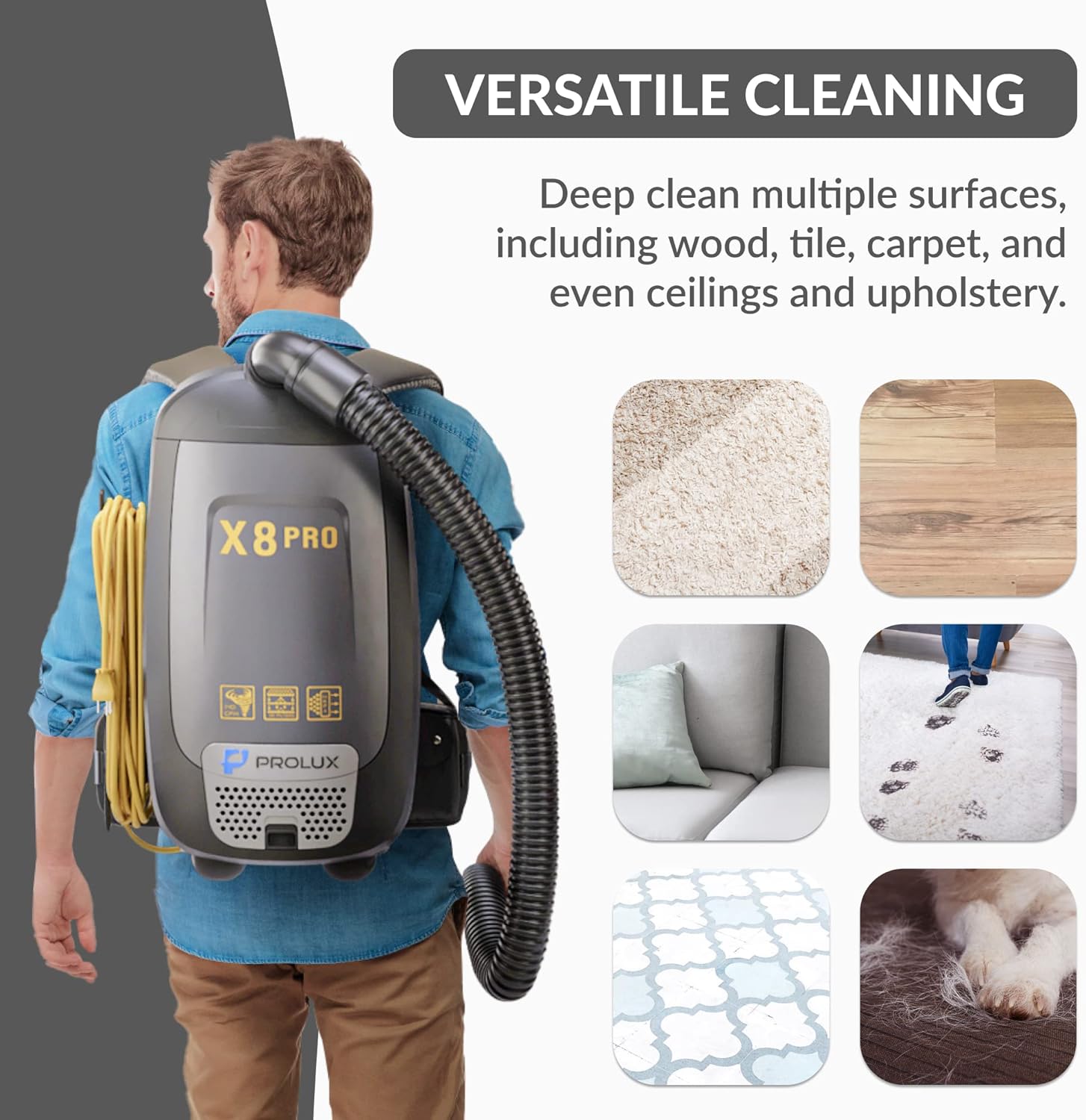 Prolux X8 Pro Commercial Backpack Vacuum w/ Deluxe 1 1/2