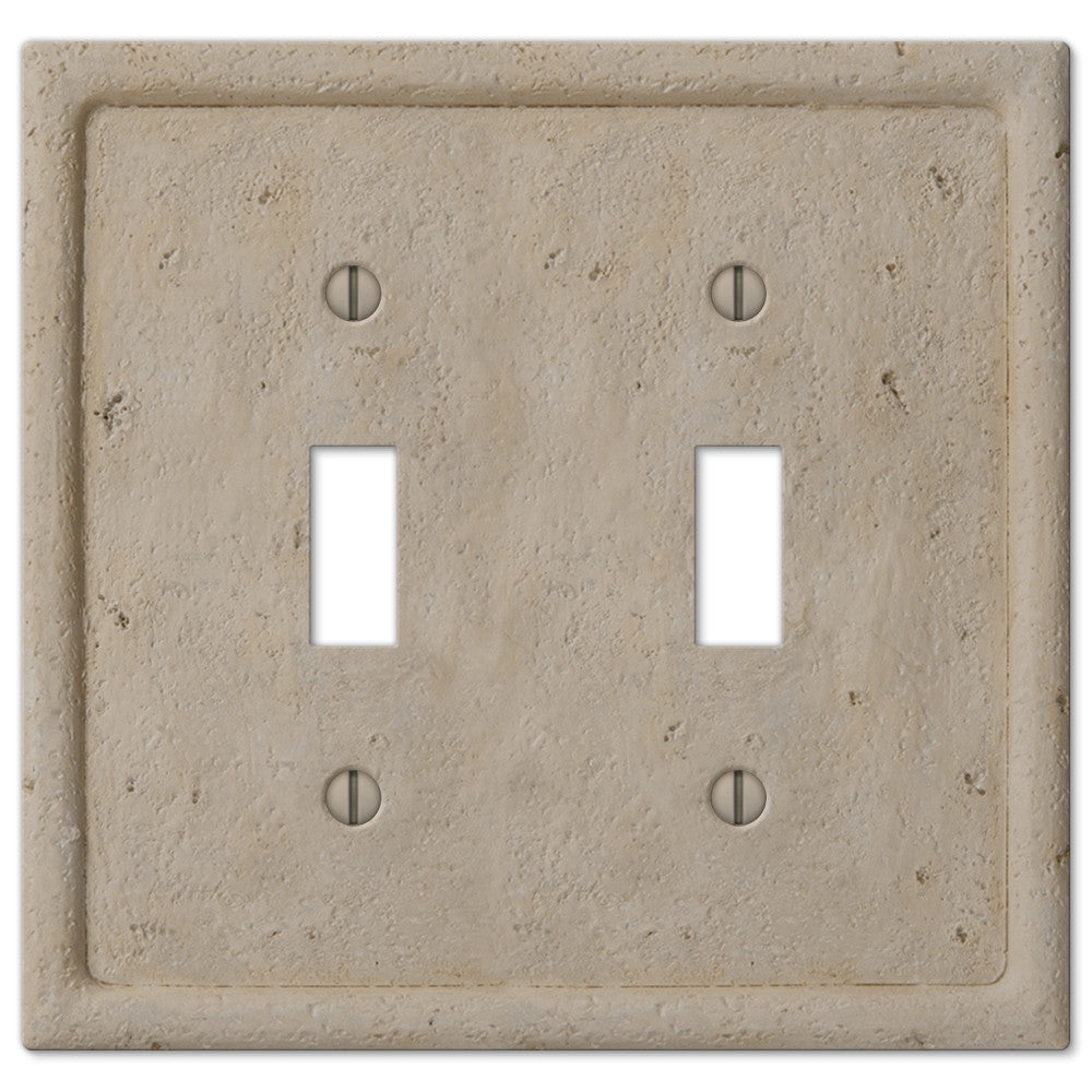 Faux Stone Beige Resin - 2 Toggle Wallplate