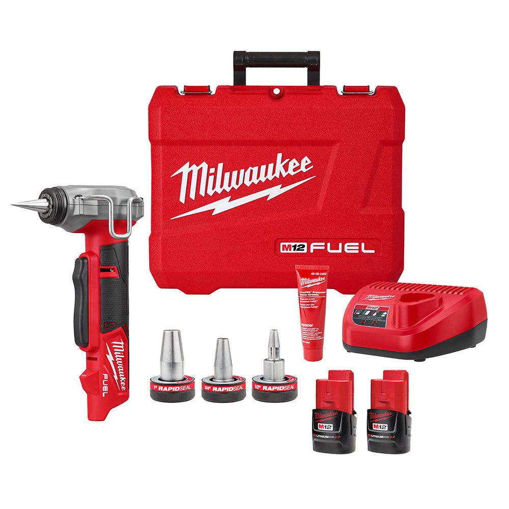 Kit expansor Milwaukee 2532-22 M12 FUEL™ ProPEX® con cabezales expansores RAPID SEAL™ ProPEX® de 1/2" a 1"