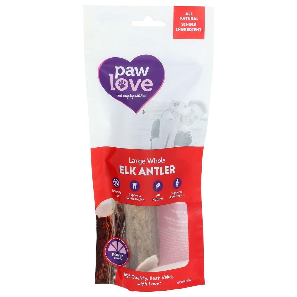 Paw Love - Golosina para perros de asta de alce grande, 1 unidad (paquete de 6) - Masticable de larga duración