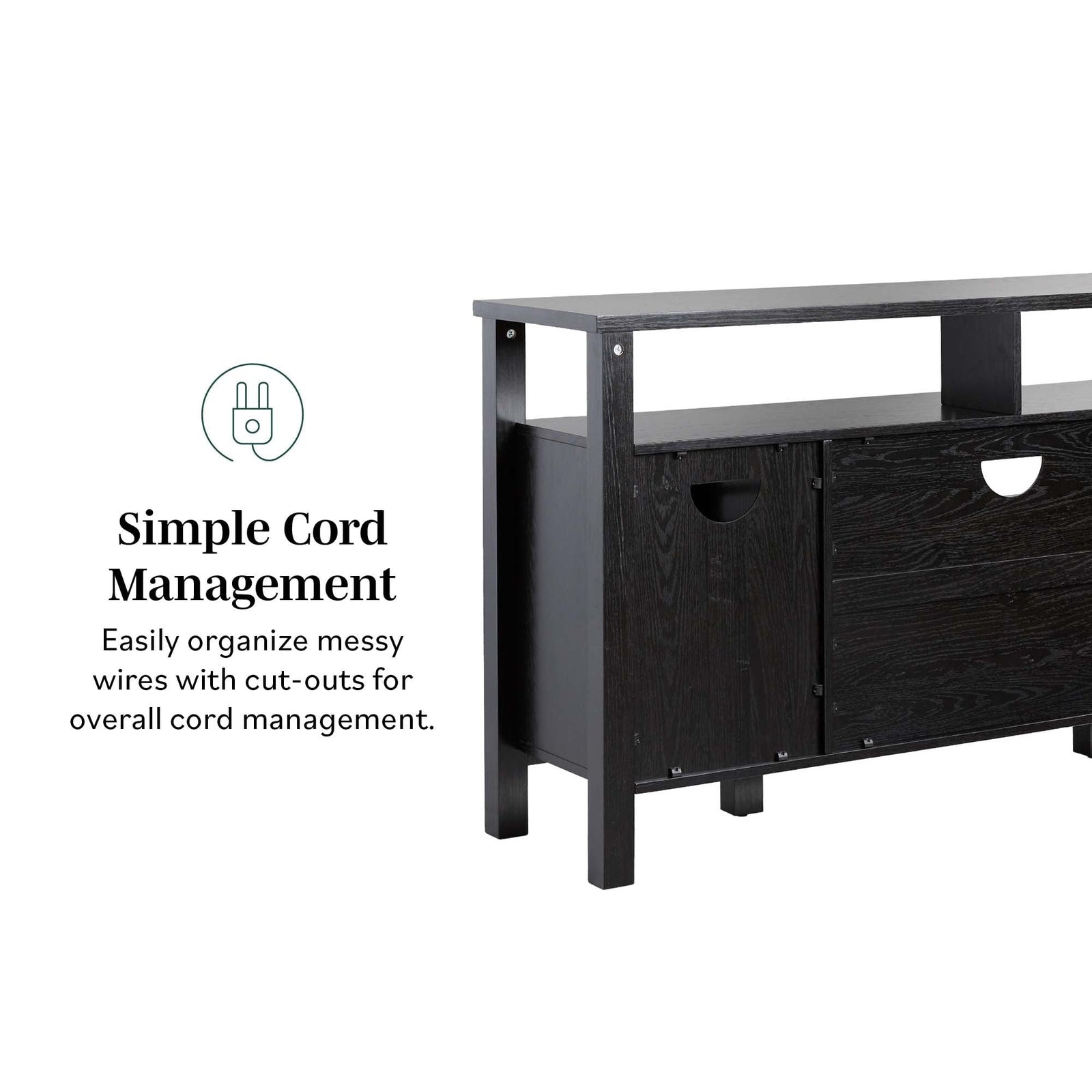 Aparador tipo buffet y mueble de TV de estilo transicional de 2 puertas y 58