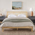 Cama Yasmina con plataforma de madera maciza y paneles de ratán (tamaño Queen o King)
