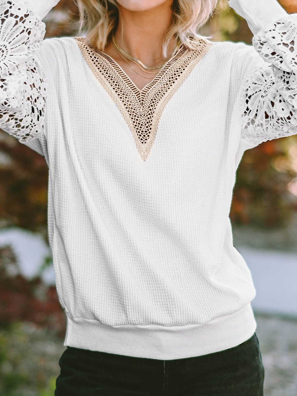 Long Sleeve V-Neck Tunic with Butterfly Design