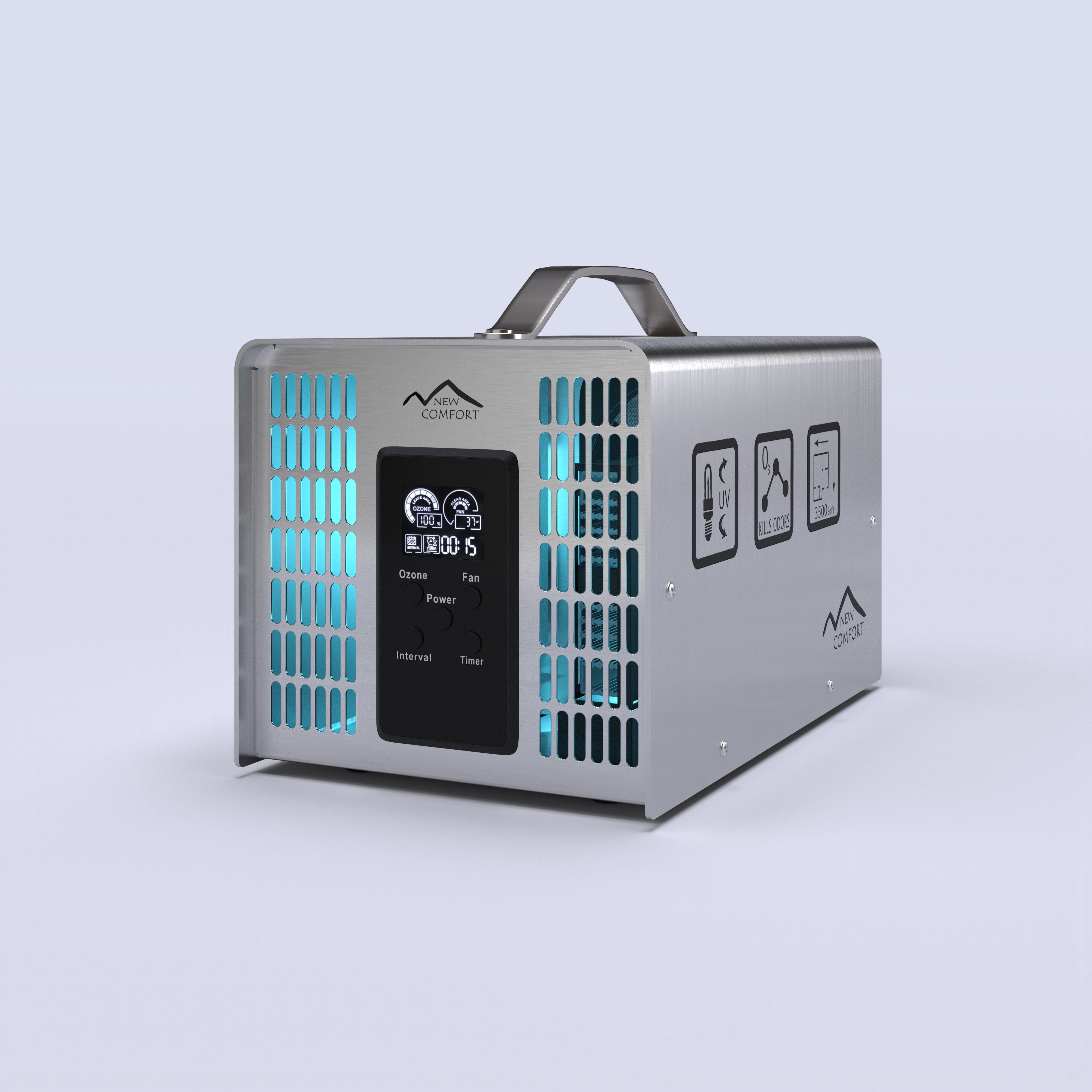 Generador de ozono y purificador de aire comercial New Comfort de acero inoxidable de 9000 a 14 000 mg/h