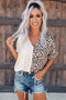 Leopard Print and Solid Color Blouse