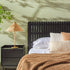 Cabecero de listones Cama de madera maciza de estilo moderno de mediados de siglo