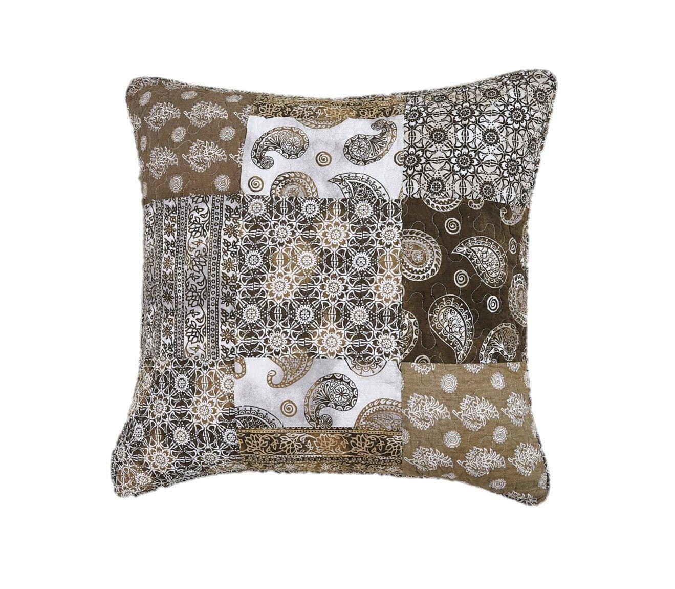 DaDalogy Bedding Bed in a Bag Bundle Set - Bohemian Paisley Dreams Floral Olive Brown Patchwork Bedspread Set (JHW885)