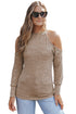 Open Shoulder Distressed Long Sleeve Top