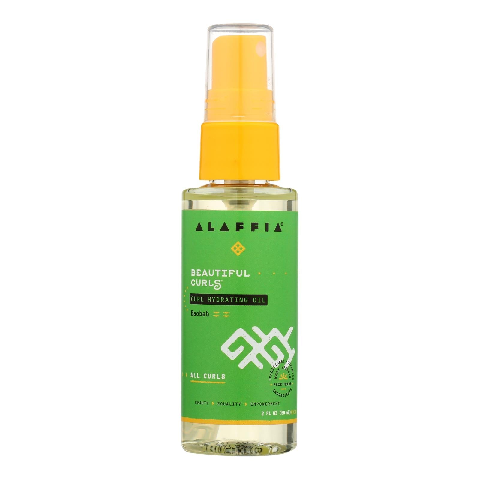 Aceite hidratante Alaffia Curl para rizos definidos y suntuosos - 2 onzas líquidas