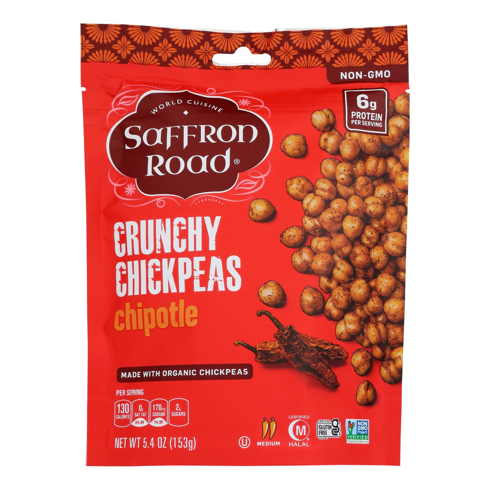 Saffron Road Chunky Chipotle Chick Peas (Pack of 6 - 5.4 Oz)