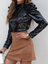 Sequin Embellished Mock Neck Top