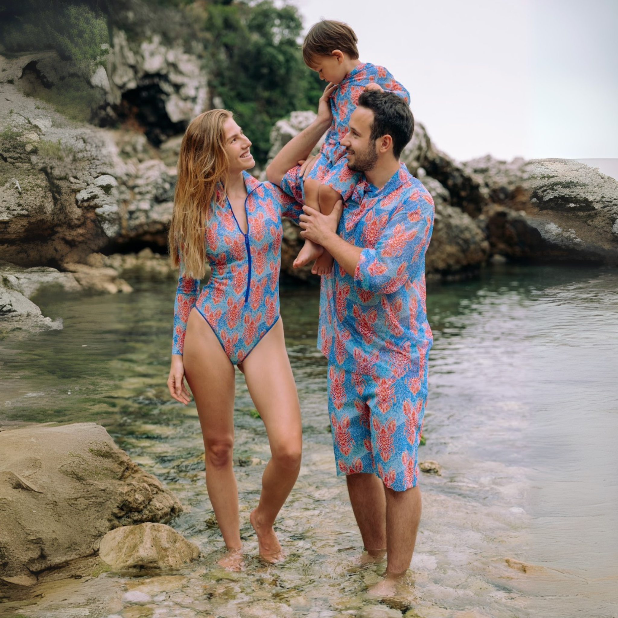 Men's Smart Swim Trunks Bermudas Lobster Pattern