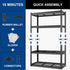 BILT HARD 46" W x 24" D x 72" H Heavy Duty Garage Shelving, 4-Tier Industrial Metal Shelving Units with Adjustable Shelf, Steel Utility Shelves for Warehouse, Garage, Black