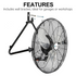 ACHAZEL 20" High Velocity Floor Fan, 3 Speed 5200 CFM Heavy Duty Metal Industrial Floor Fan with Wall-Mounting System, Ideal for Garage, Workshop, Greenhouse and Basement