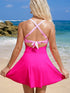 Pink Two-Tone Flared One-Piece Swimsuit
