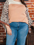 Statement Plus Size Top with Leopard Sleeves