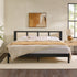 Cama Yasmina con plataforma de madera maciza y paneles de ratán (tamaño Queen o King)