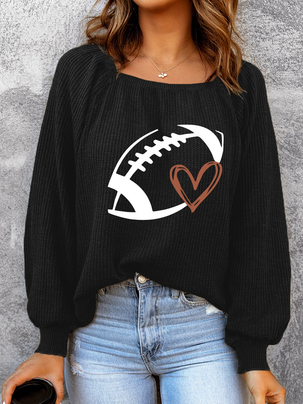 Team Spirit Waffle Knit Football Top