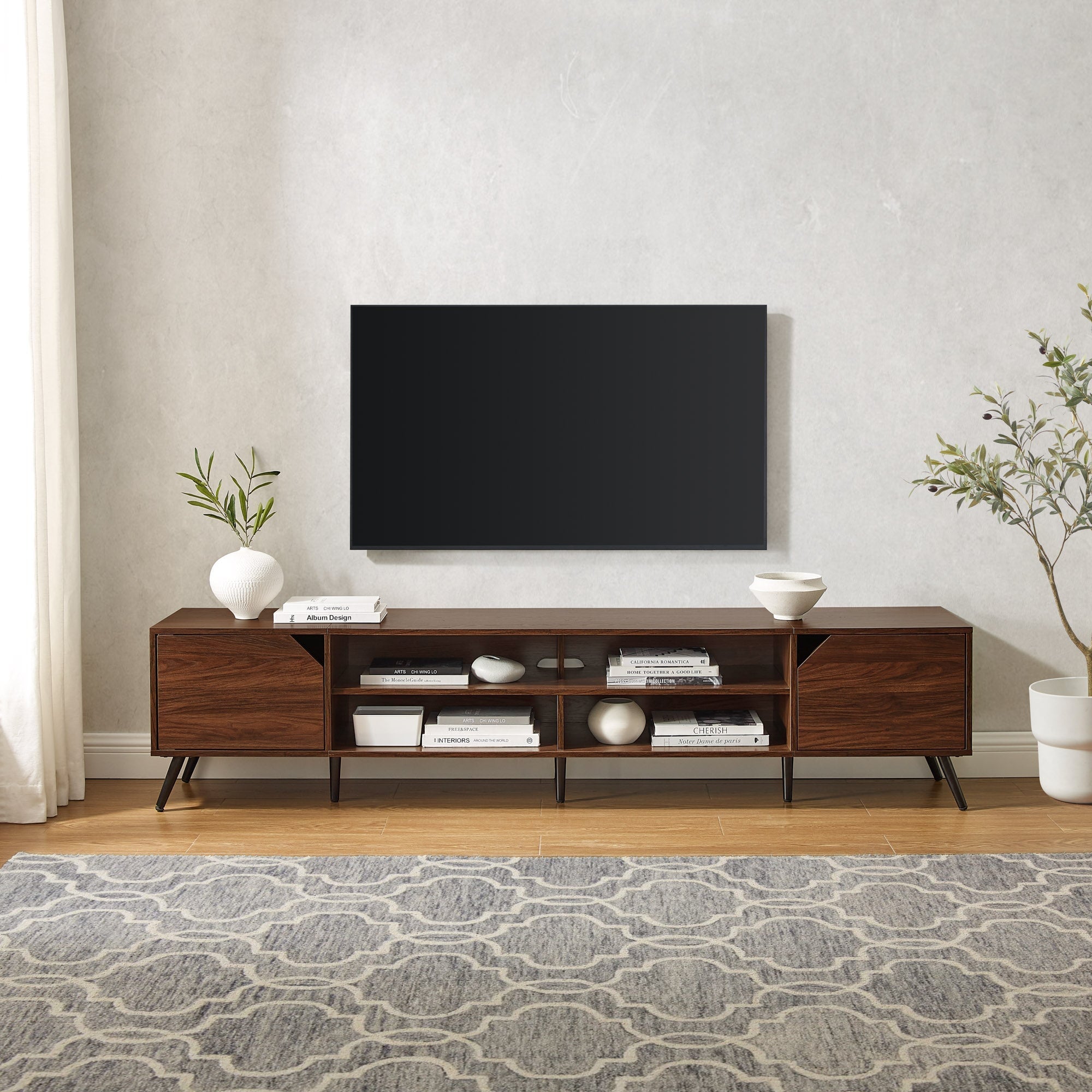 Colección de muebles de TV angulares de estilo moderno de mediados de siglo de Noah