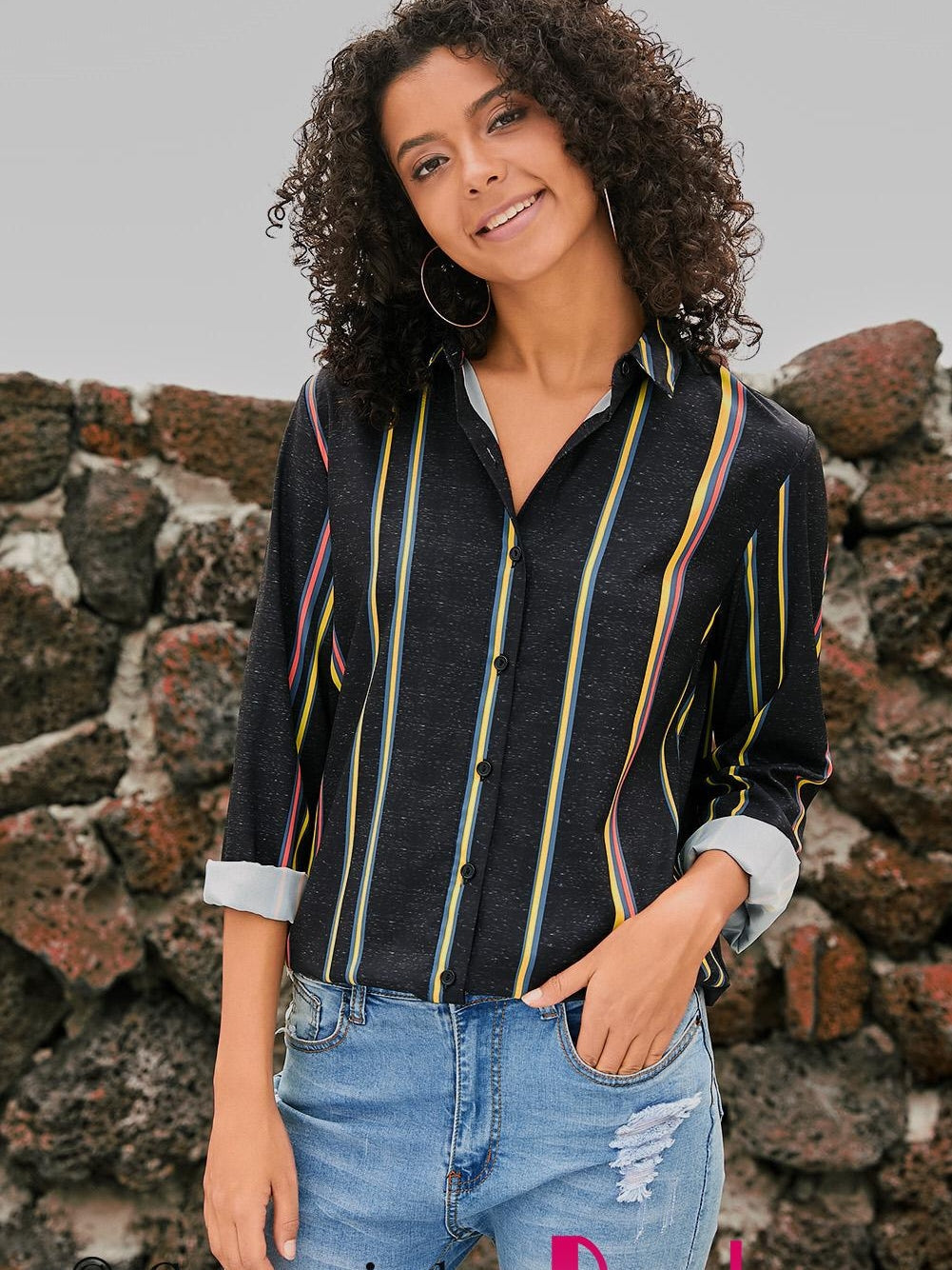 Versatile Striped Button-Up Shirt
