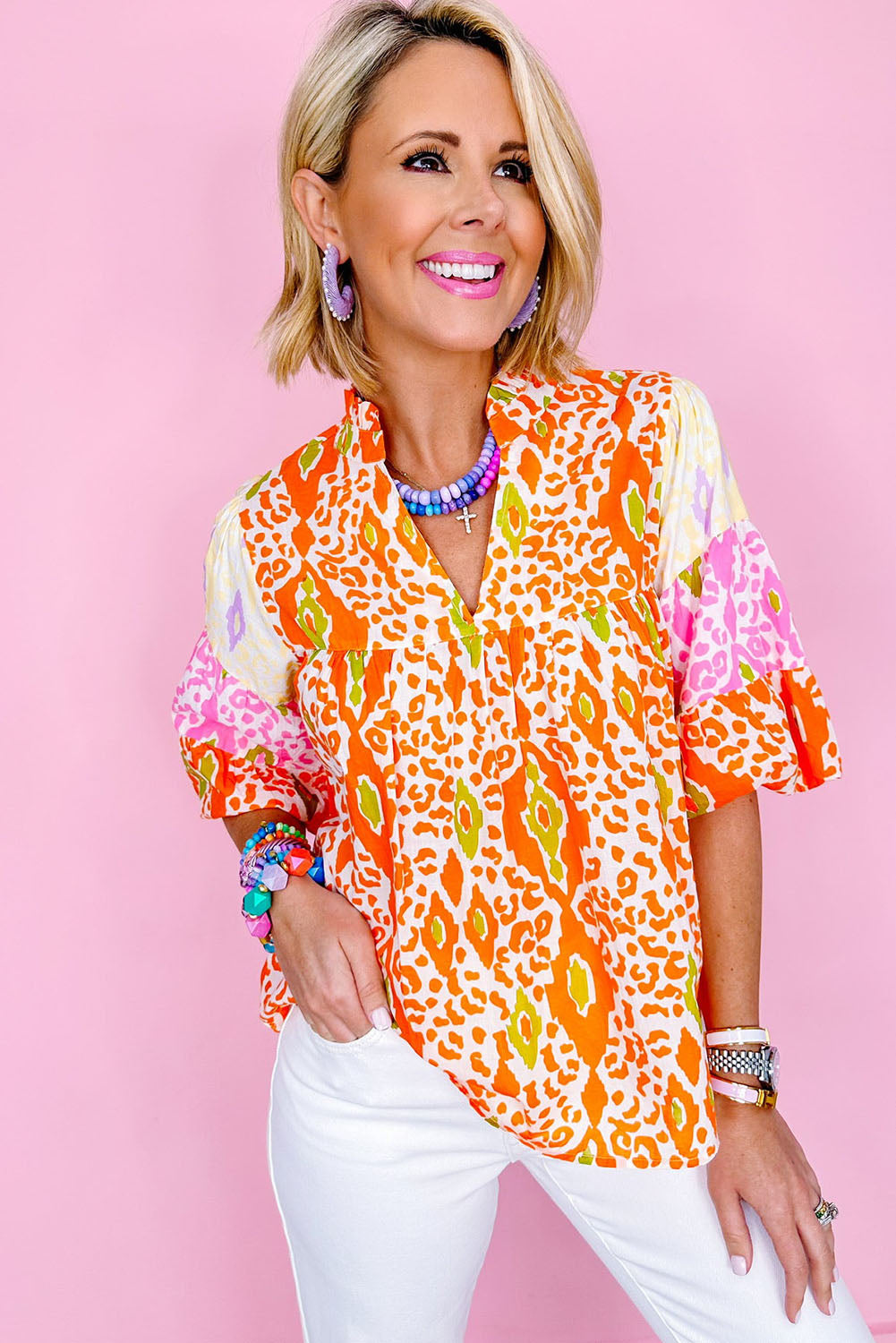 Multicolor Leopard Print Blouse