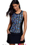 Black Tankini Set with Colorful Geometric Design