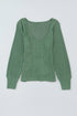 Fitted Ribbed Knit Sweater in Green