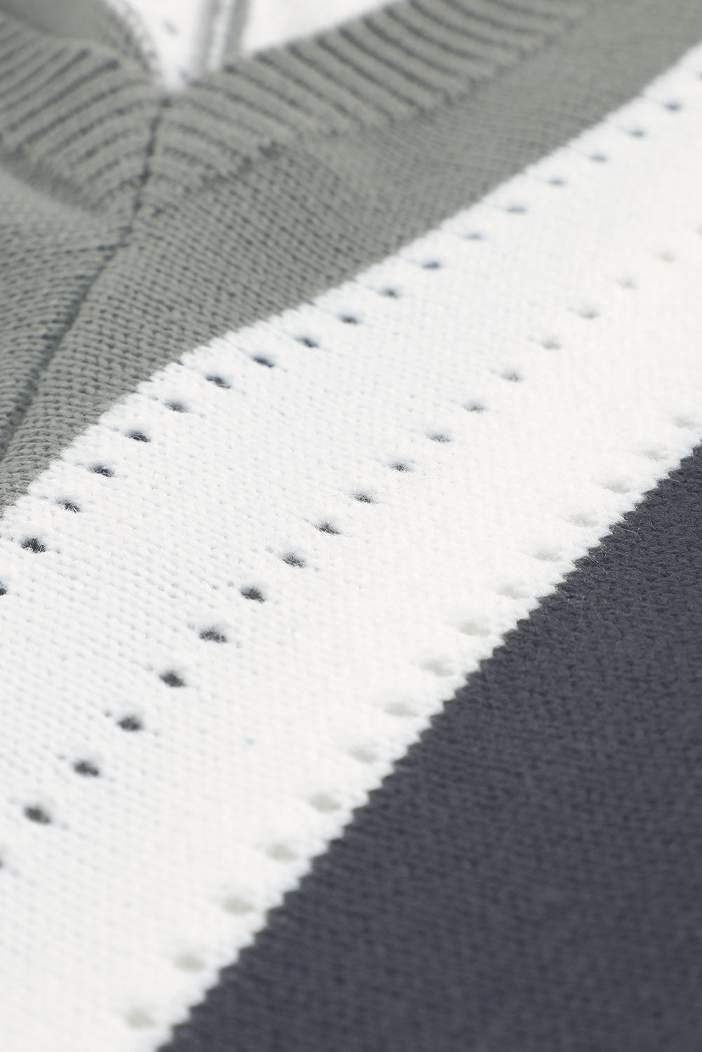 Long Sleeve V-Neck Contrast Panel T-Shirt