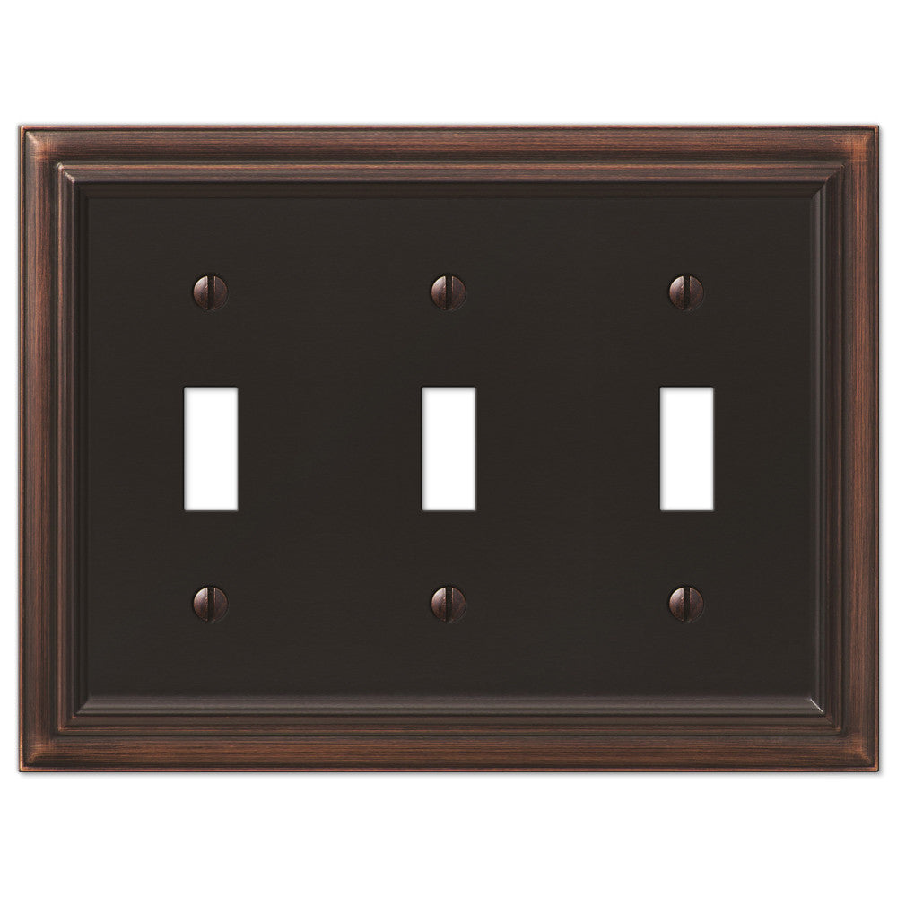 Continental Aged Bronze Cast - 3 Toggle Wallplate